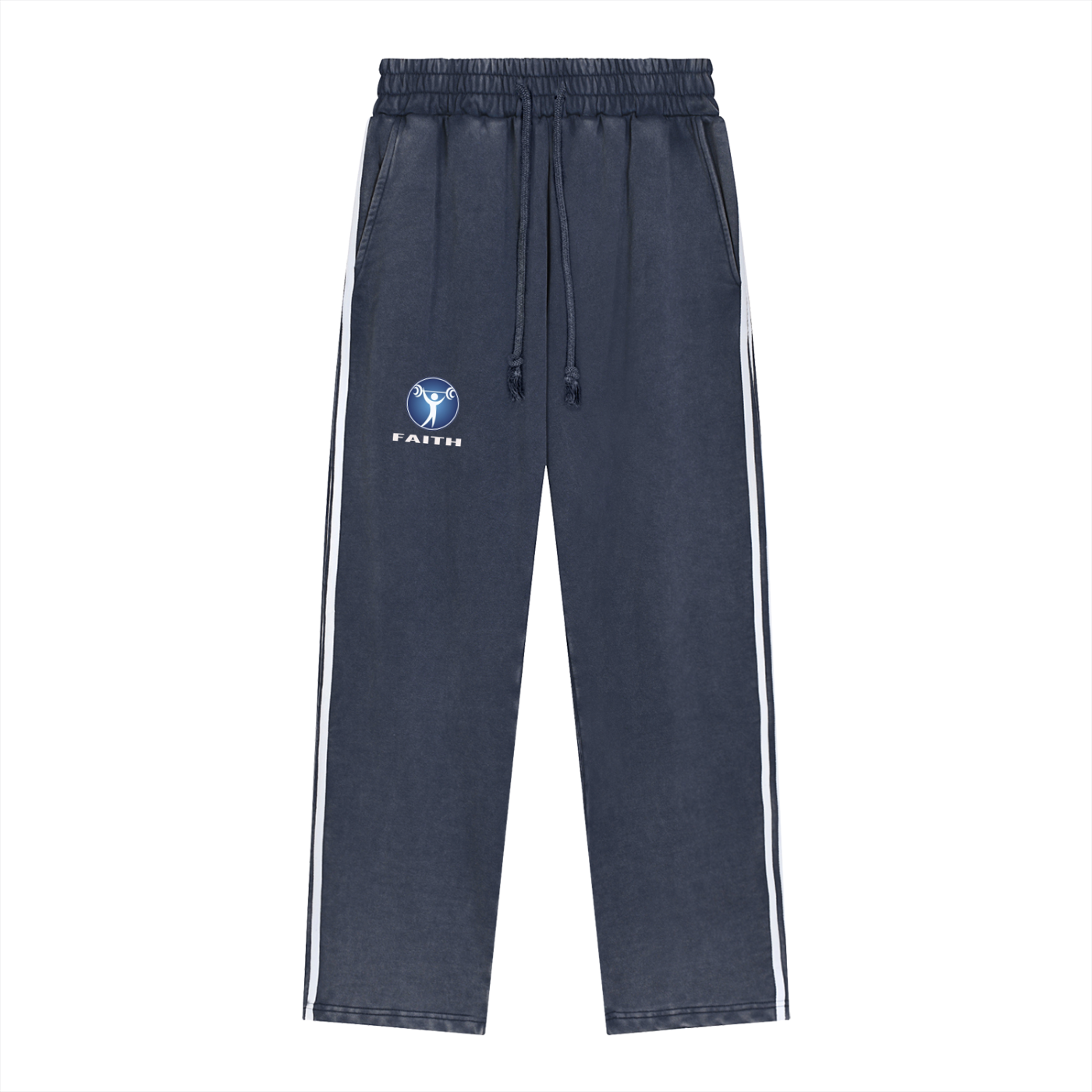 Snow Washed Contrast Tape Sweatpants
