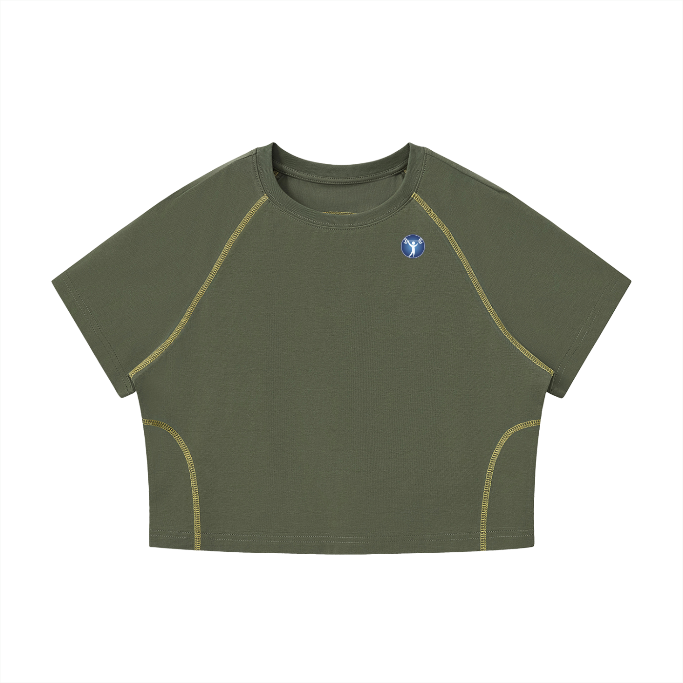 Women's Contrast Stitch Raglan Crop T-Shirt